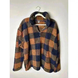 Eddie Bauer Women's Orange and Blue Quarter Zip Pullover‎ Size 2XL